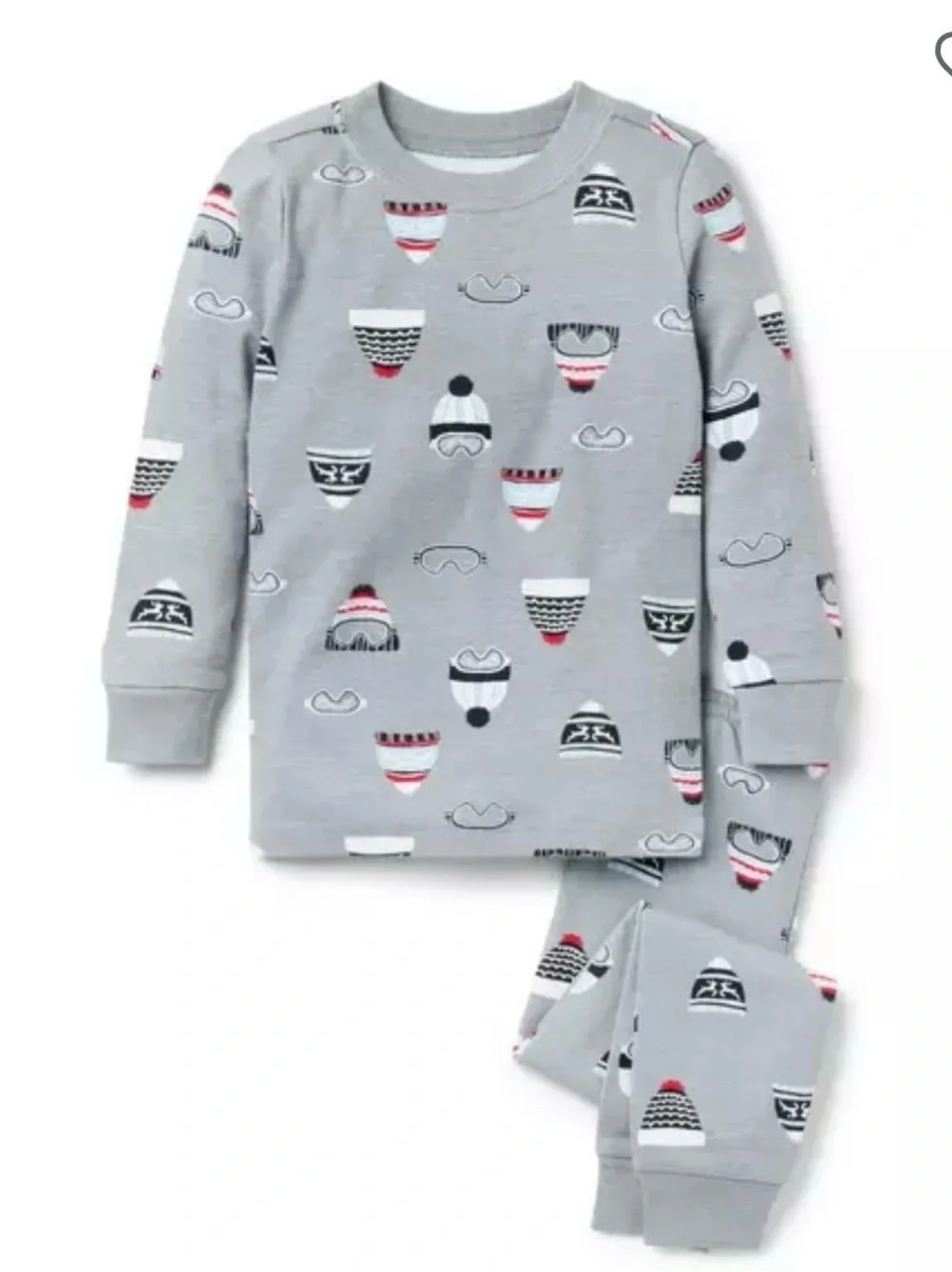 Janie and Jack Grey Hat Print Kids Pajama Set with Pink Accents